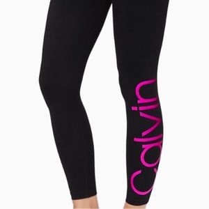 NWT Calvin Klein Performance Black Leggings Pink Logo